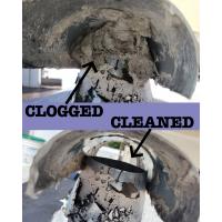 Before and after removing lint and debris from a dryer vent. 